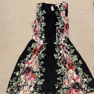 Floral Black Mini Dress